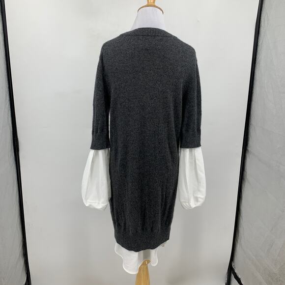 Brochu Walker Dress Women S Small Gray White Ebella Layered Looker Wool Cashmere - Picture 6 of 11